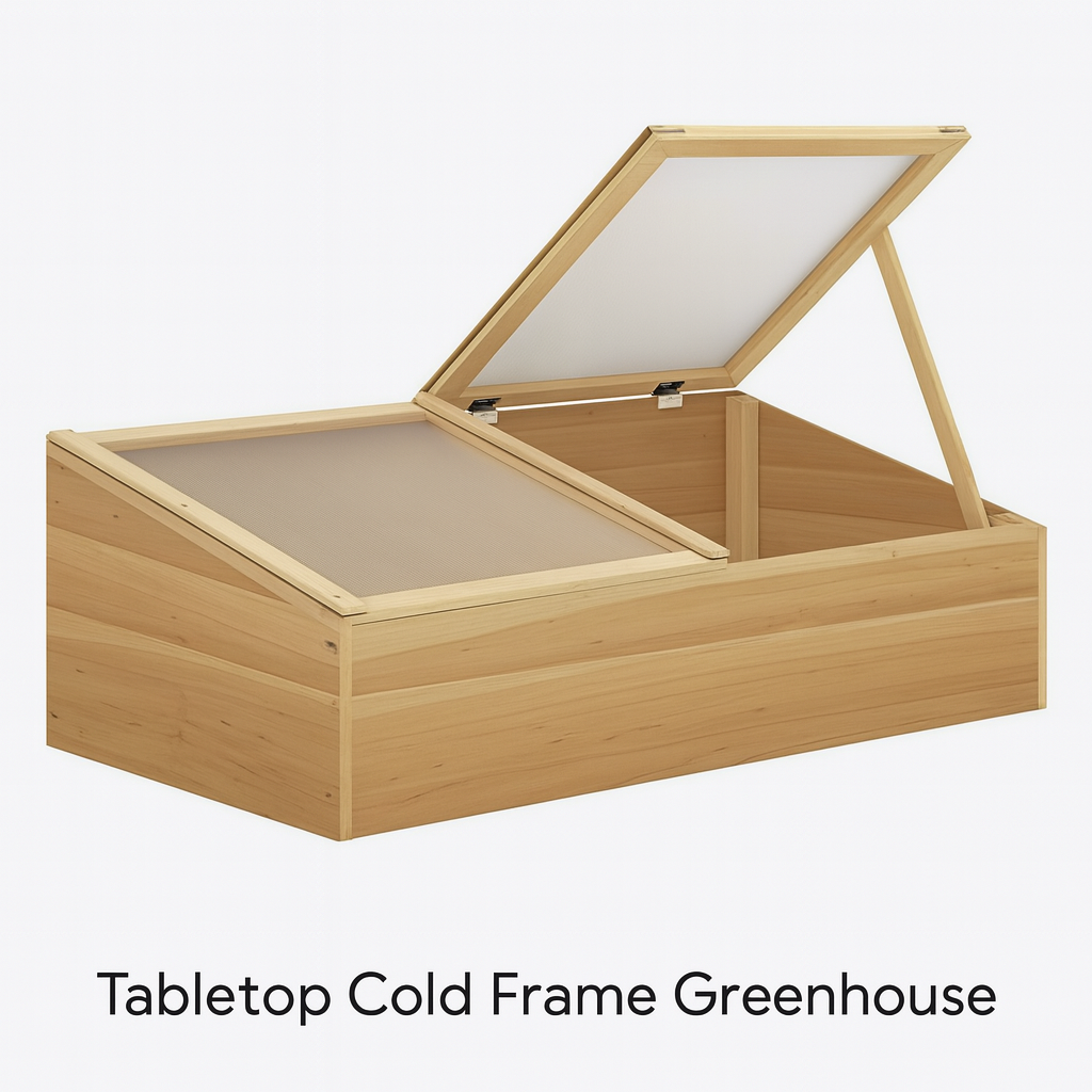 Tabletop cold frame from the best mini greenhouses UK 2025 collection, ideal for balconies and small gardens