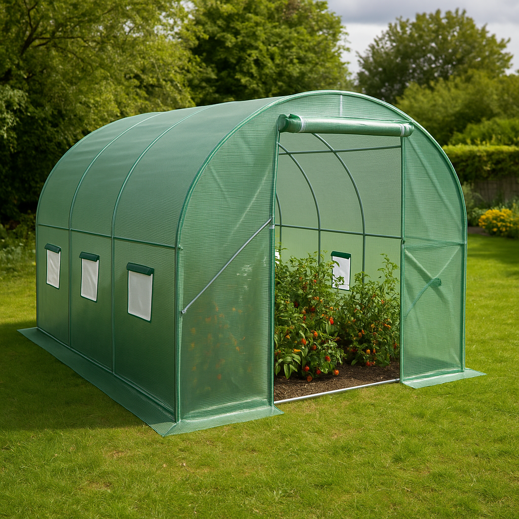 Medium polytunnel in a UK garden. An example of the one of the best polytunnels UK.