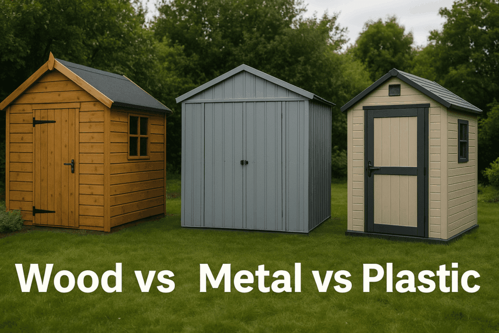 garden sheds wood metal plastic comparison UK