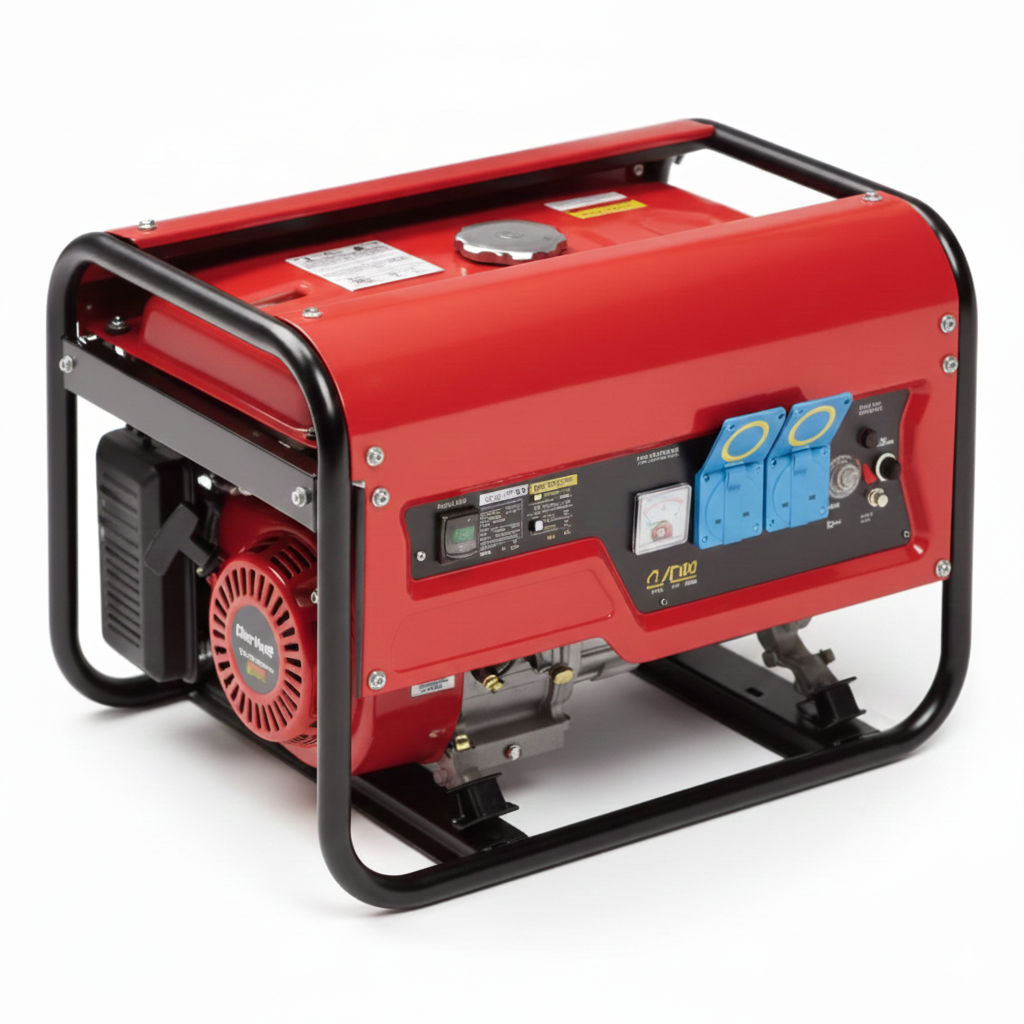 Generic red petrol generator shown as an example when comparing the best type of backup generator for home use.