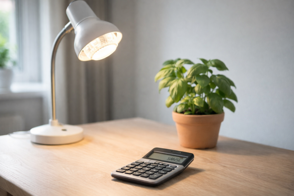 Grow light running cost calculator UK with desk lamp grow light and calculator