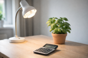 Grow light running cost calculator UK with desk lamp grow light and calculator