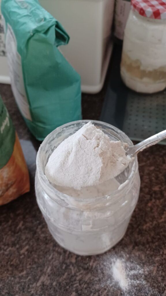 Add 1 tablespoon of flour to starter