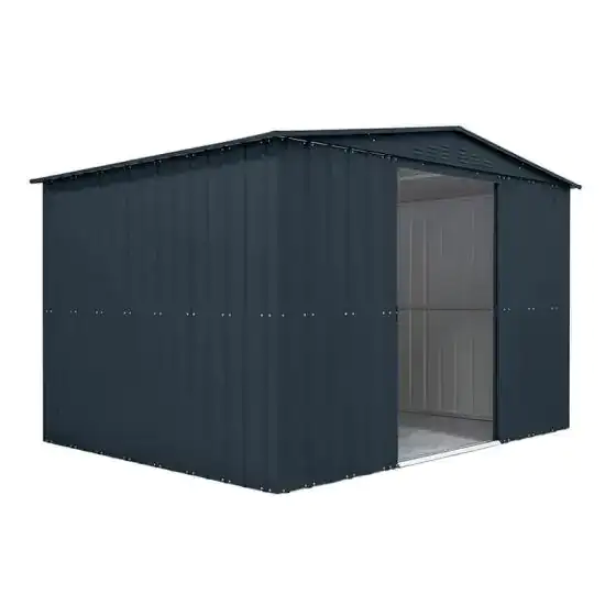 Globel 10x8 anthracite grey apex metal shed in UK garden